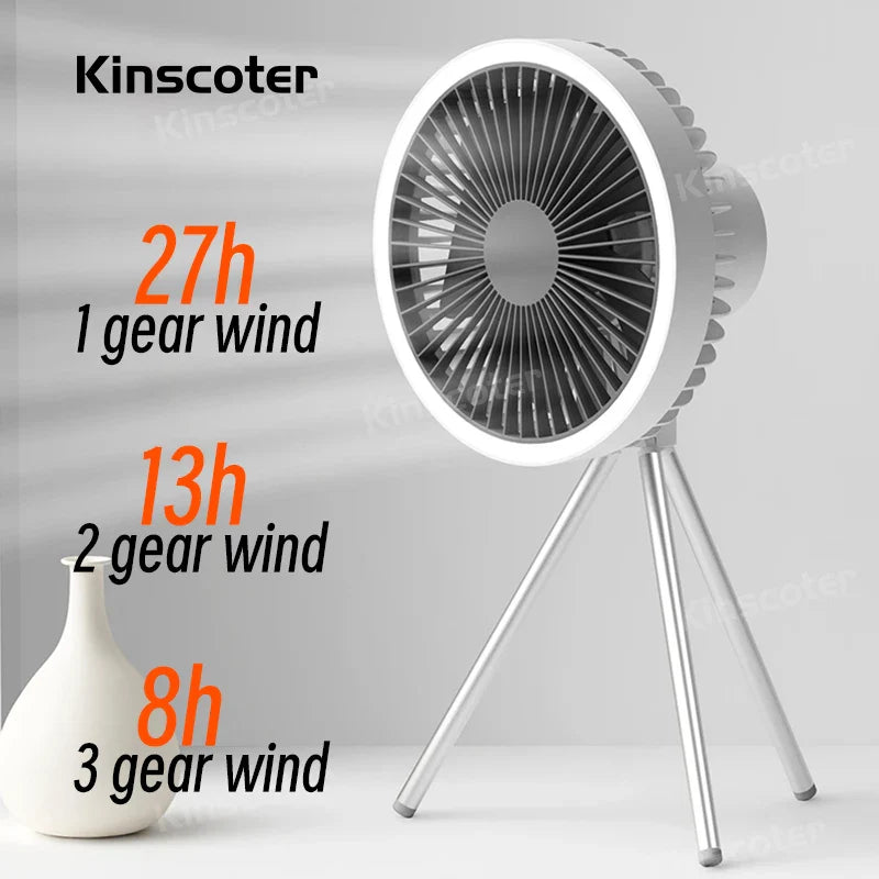 Portable Power Fan with LED Light