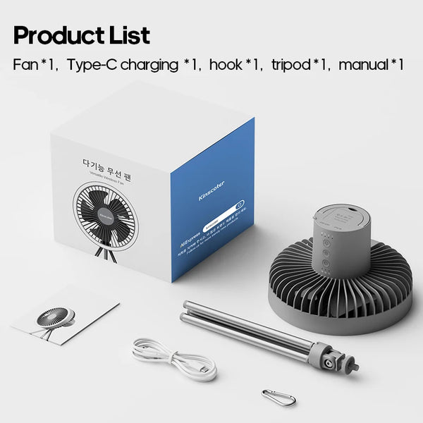 Portable Power Fan with LED Light