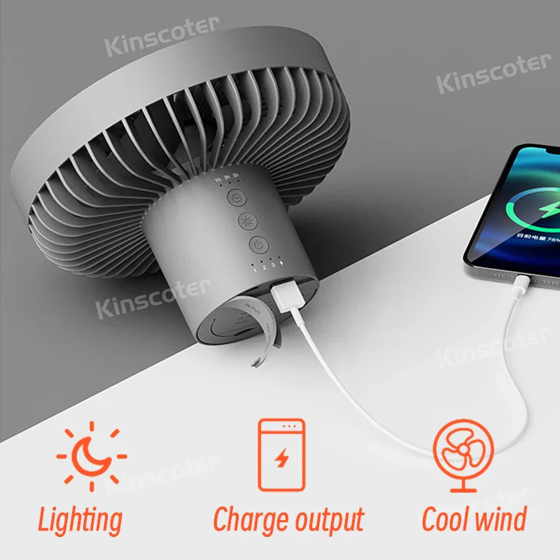 Portable Power Fan with LED Light