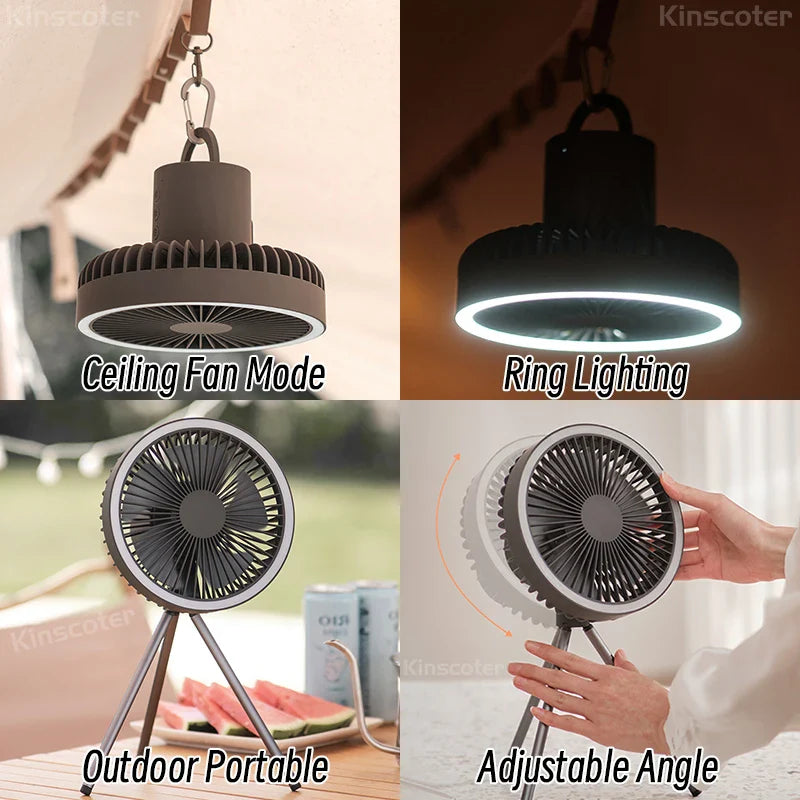 Portable Power Fan with LED Light