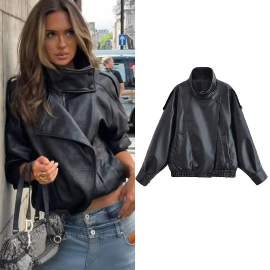Chic Black Faux Leather Jacket